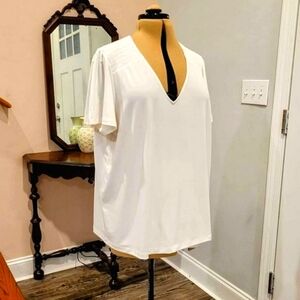 NWT 2X Grace Woman Plus Eggshell Silky Blouse